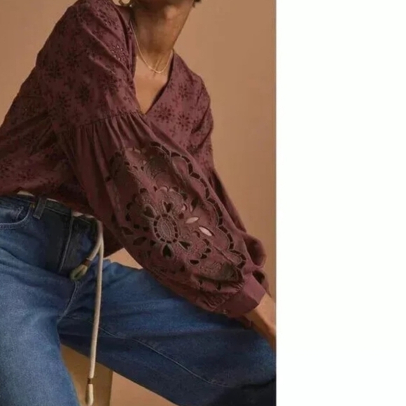 Anthropologie Embroidered Womens Blouse Size XS - Picture 2 of 11